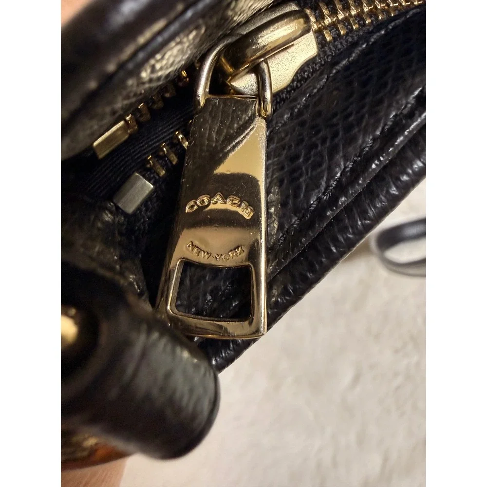Coach Ava Tote Black Crossgrain Leather Shoulder Bag Gold Hardware F34497